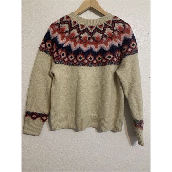 Women’s Fair Isle Wool Sweater Ivory Multicolor Diamond Pattern Sz M Nordiccore - Picture 10 of 13